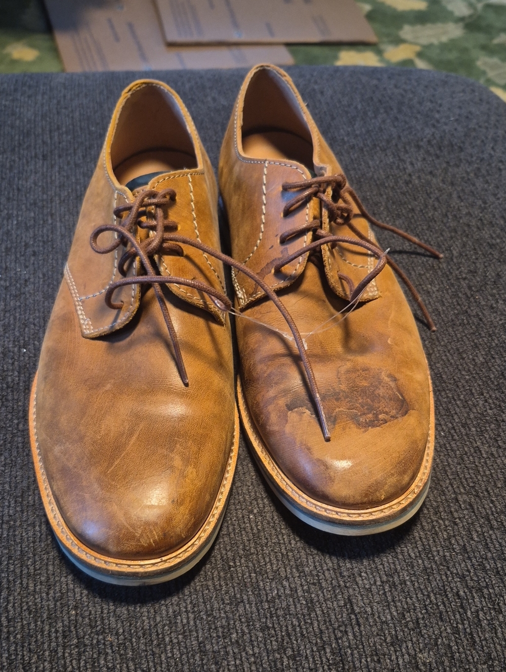 Clarks Men's Brown Leather Derby Shoes - Tan/Brown Lace-Up